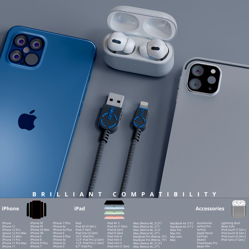 Equilibrium+ MFi Certified Lightning to USB Cable 3m - Volutz