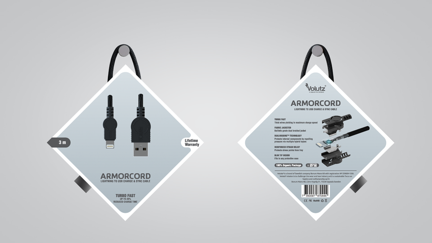 Lightning to USB A Cable - Jet Black - Volutz