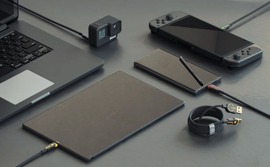 USB-C to USB Cables (5X), Assorted Lengths, Color-coded by Volutz - Volutz