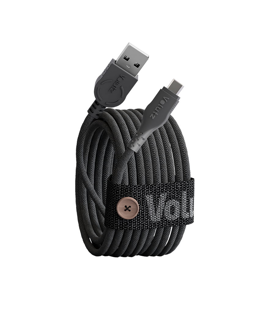 Volutz Cableogy II USB C to USB Cable, 3m, Jet Black - Volutz