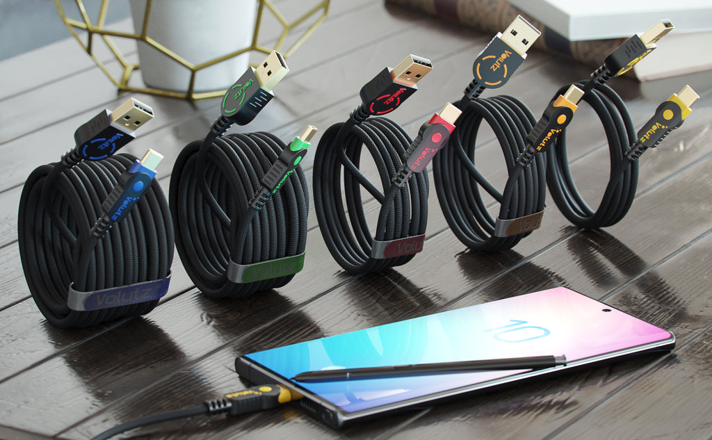 USB-C to USB Cables (5X), Assorted Lengths, Color-coded by Volutz
