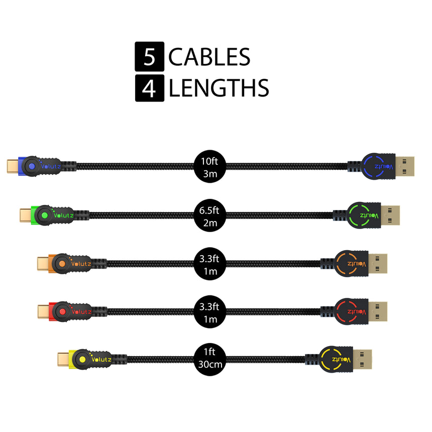 USB C to USB A 2.0 Cable Color Coded 5-pack – Volutz